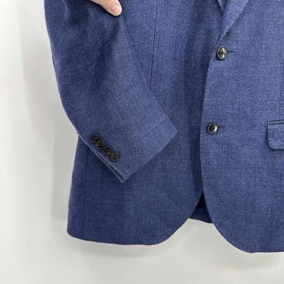 FACONNABLE jacket blazer sport coat wool hemp cupro two button blue US 38R - Picture 6 of 10